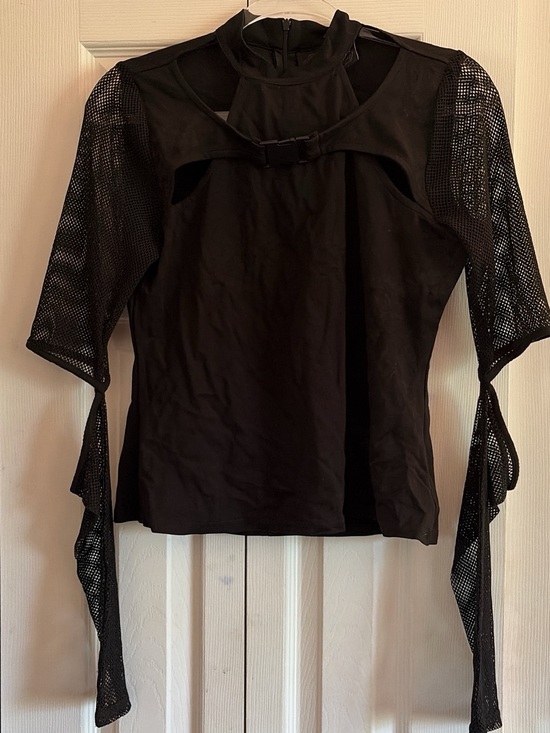 Killstar Tops - Black Cutout Mesh Sleeve Women's Top